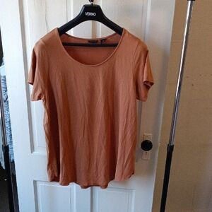 Tahari Women's Short Sleeve Brown Tee